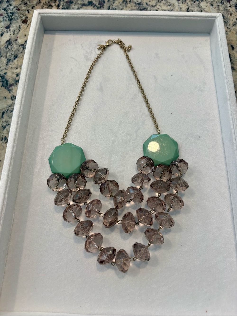 Estella Bartlett Gold Chain Statement Necklace with Mint and Smoky Beads
